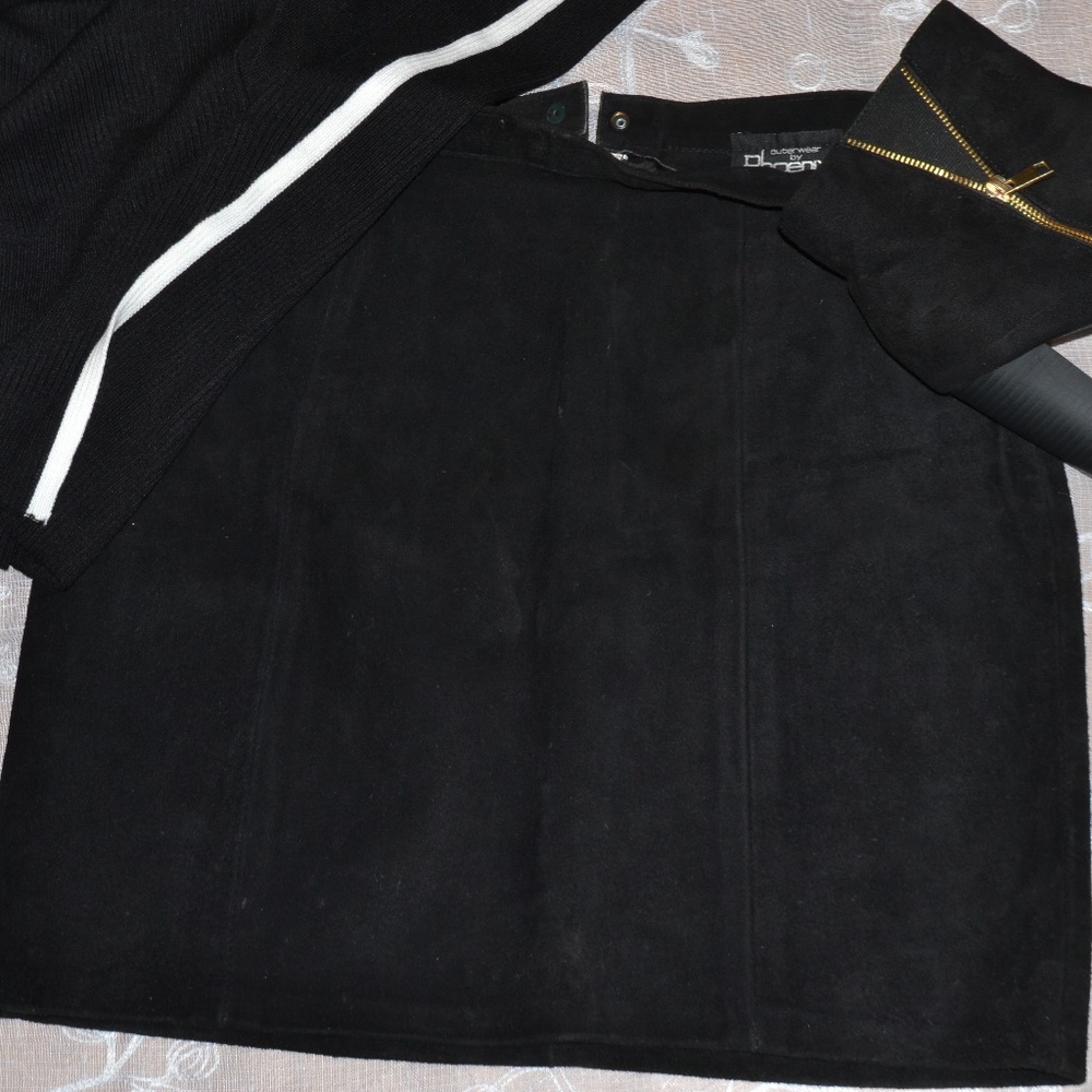 Black suede skirt